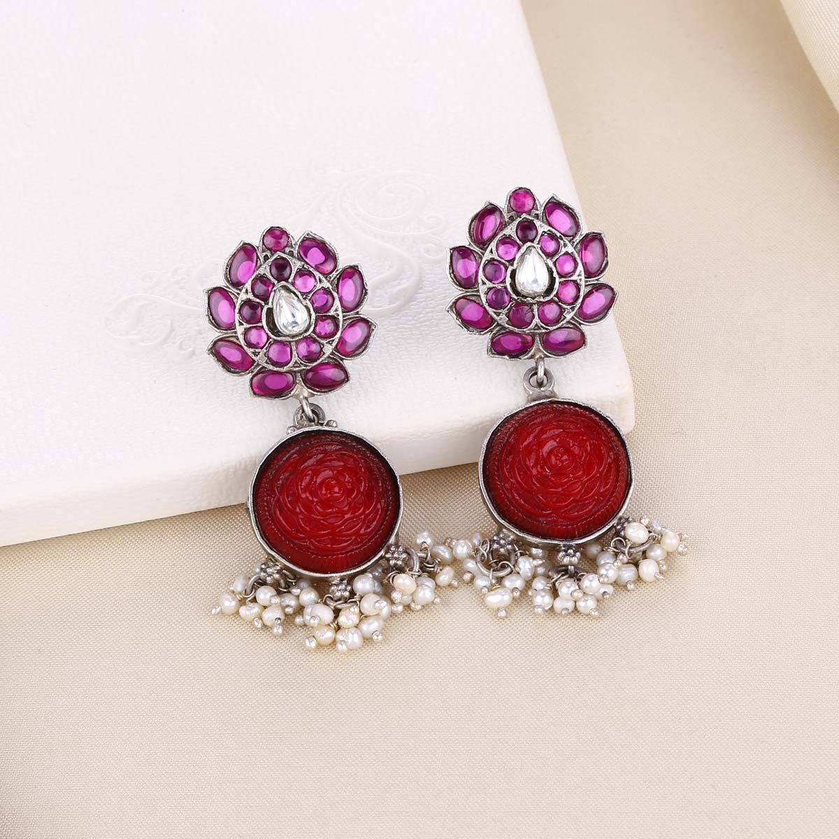 VB&CO Designs Pink Swarovski Crystal Earrings - Reef & Willow